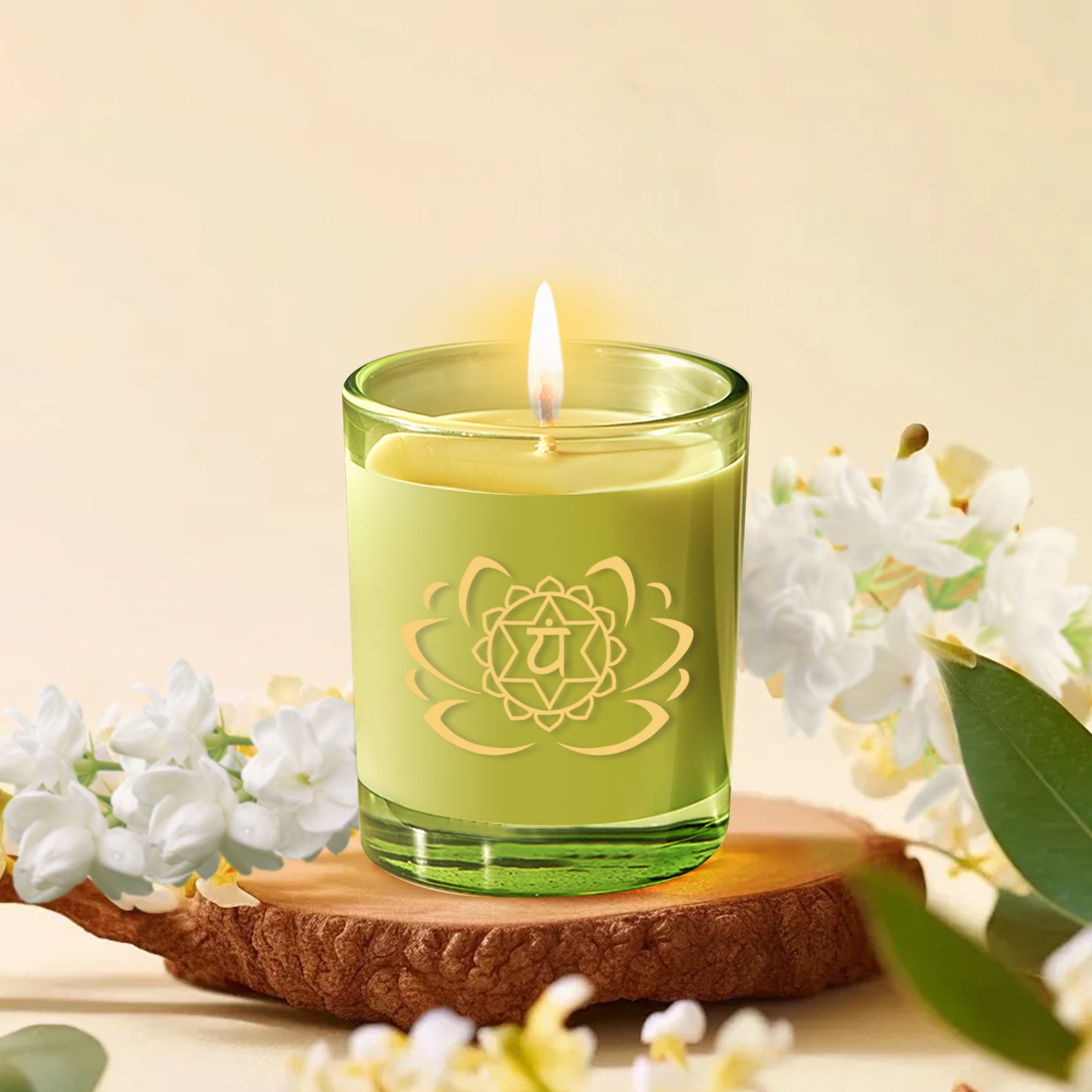 Chakra Aromatherapy Candle - Align Your Energy Centers for Meditation Green