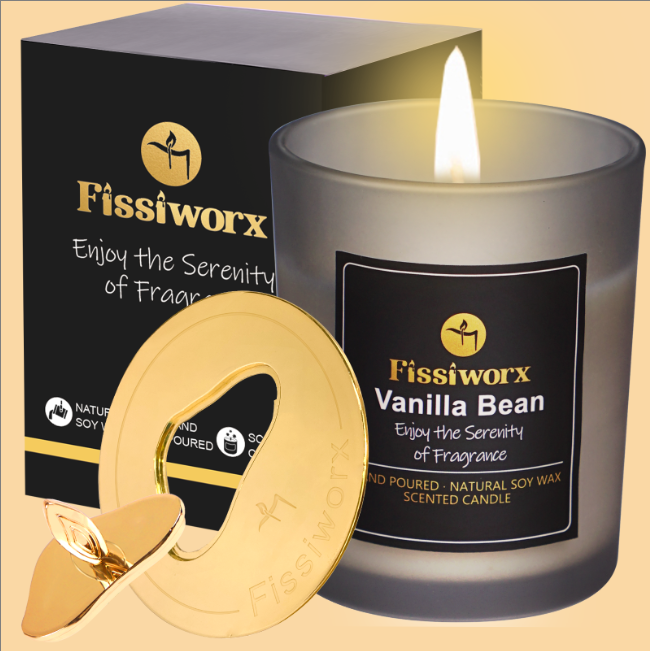 Vanilla Scented Candle Black with Candle Toppers - Fissiworx store