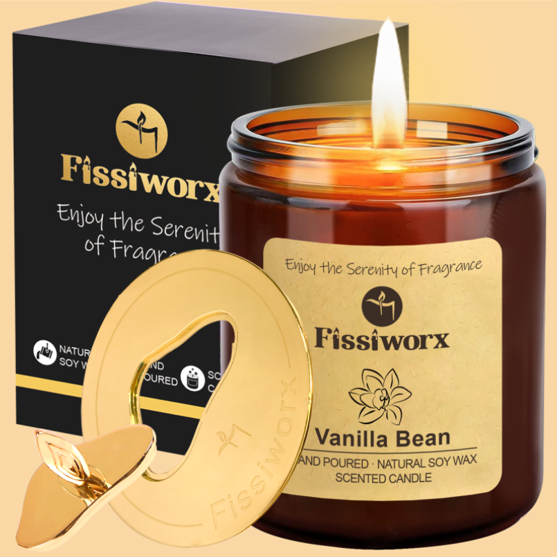 Vanilla Scented Candle Gold with Candle Toppers - Fissiworx store