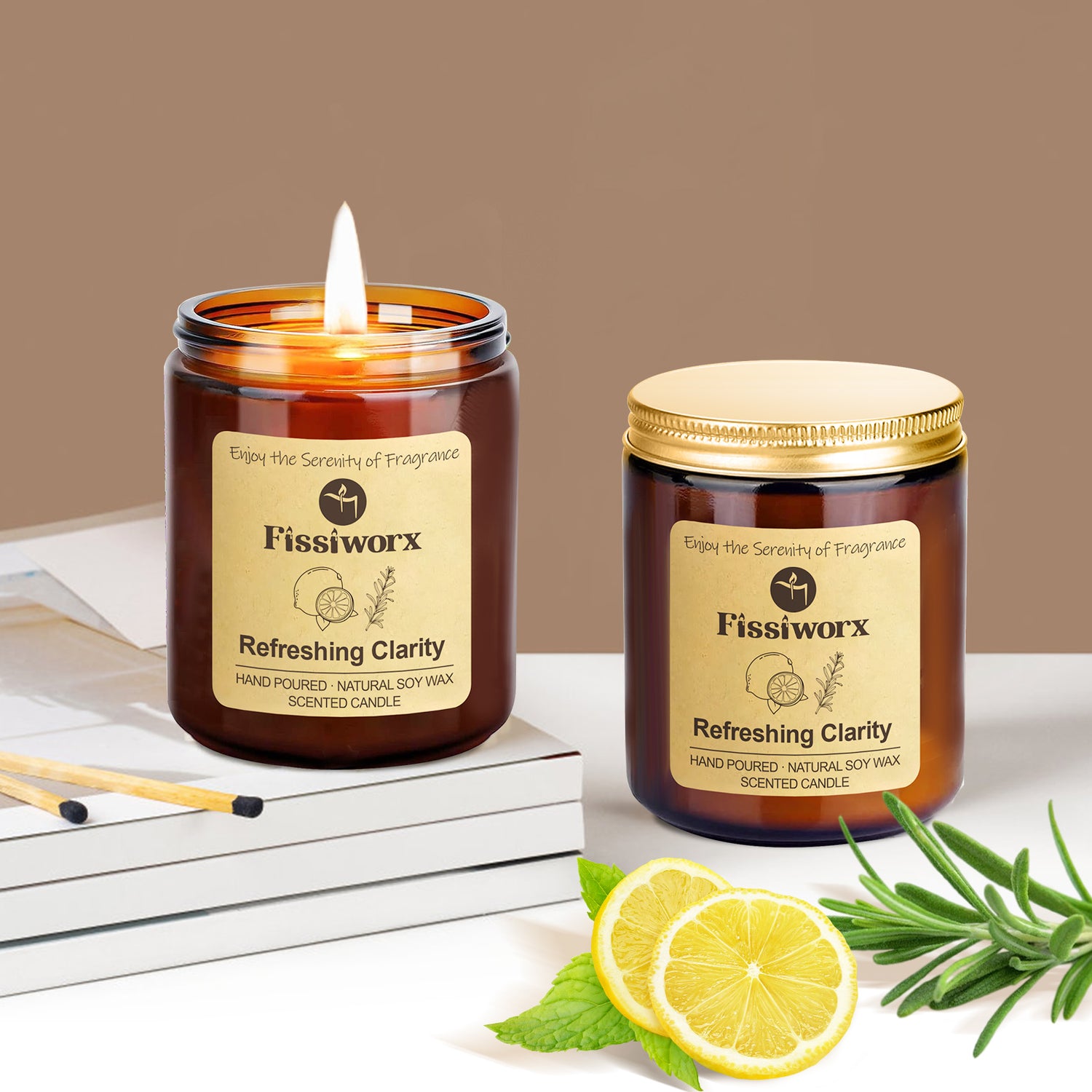 Refreshing Clarity Scented Candle Gold 2pcs - Fissiworx store